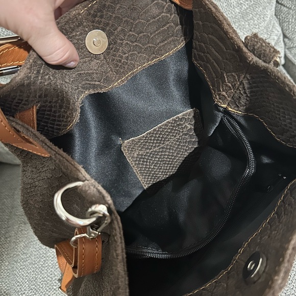 Brown genuine leather snake print bag from Florence Italy - Picture 7 of 8